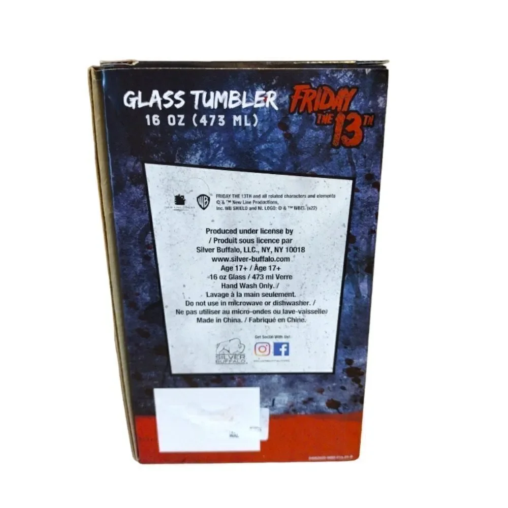 FRIDAY THE 13TH‎ Jason Printed 16oz Halloween Glass Tumbler NWT